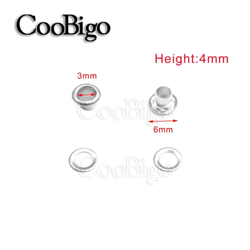 100/Set Metal Eyelet Grommet Rings Sizes 2mm 3mm 4mm 5mm 6mm 8mm 10mm 12mm 14mm 17mm