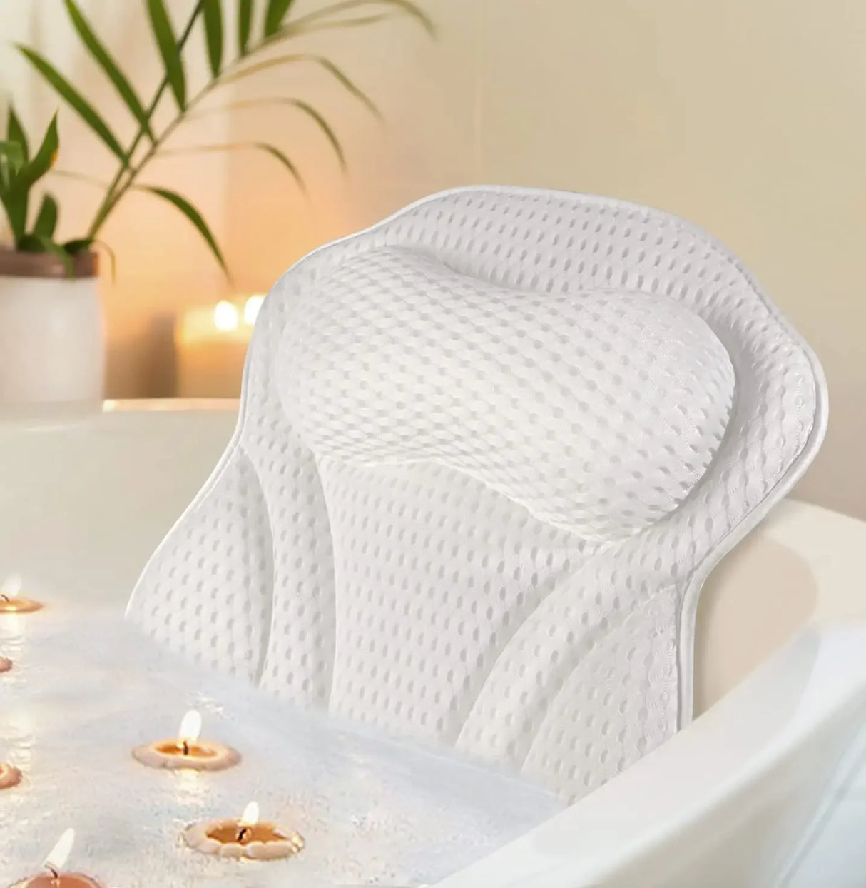 Bath Pillow for Neck & Back Support with Strong Suction Cups