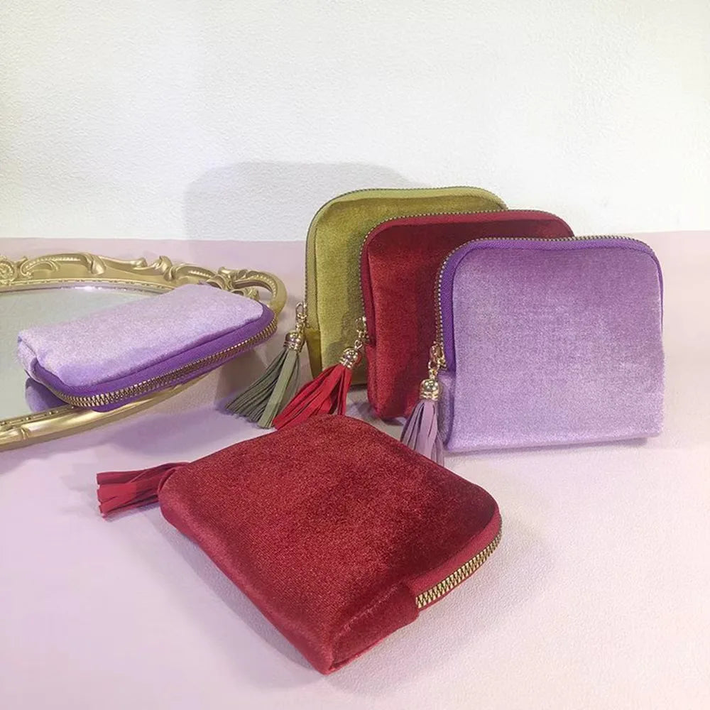 Velvet Travel Jewelry Pouch With Zipper