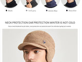 Men Or Women's Knitted Neck Scarf And Hat With Extra Ear Protection