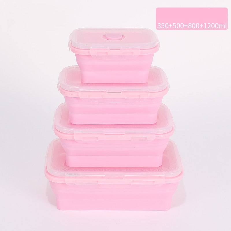 4 Pcs Collapsible Silicone Microwave Food Container.