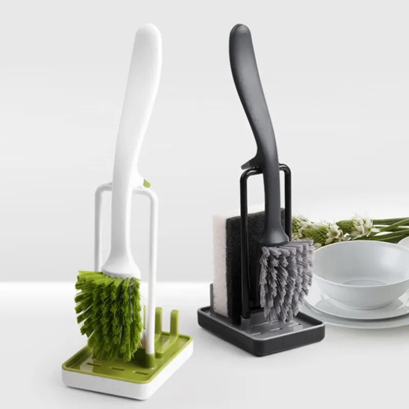 Multifunctional Long Handle Cleaning Brush With Lever To Hang On The Edge of Sink.