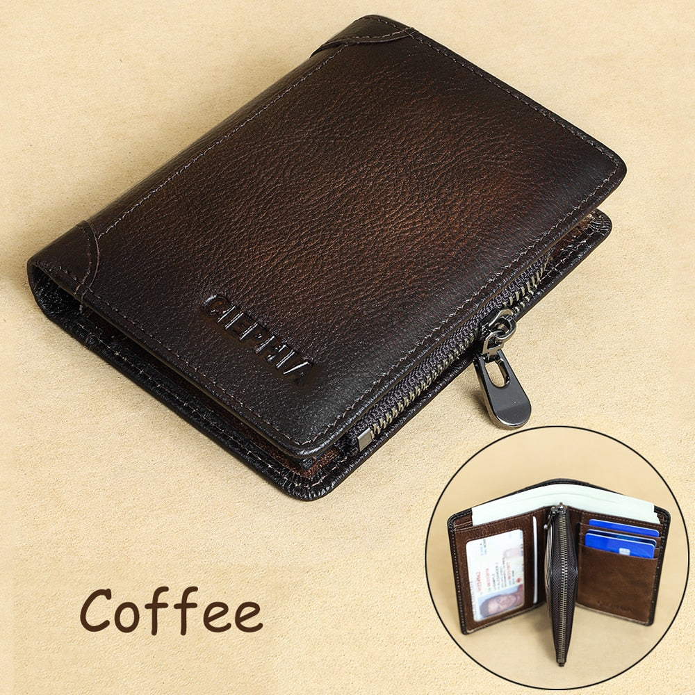 Men's Genuine Leather Rfid Protection Wallets.