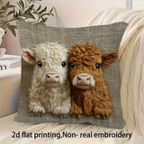 1pc 2D flat Highland cow pillowcase Pillow Not Included
