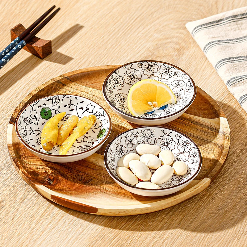 6pcs Japanese Mini Ceramic Decorative Plates For Dipping Sauces
