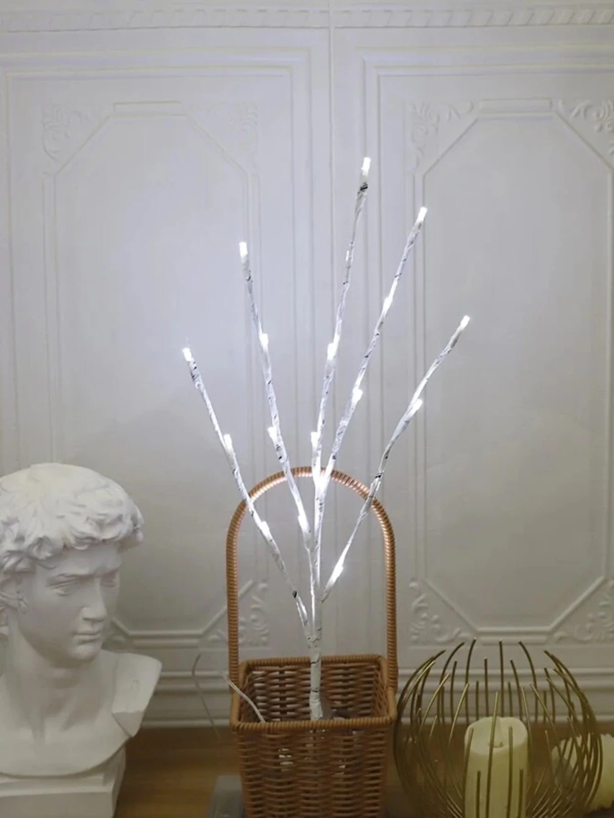 1 PC Battery Operated 20 LED  White Birch Branch Lights