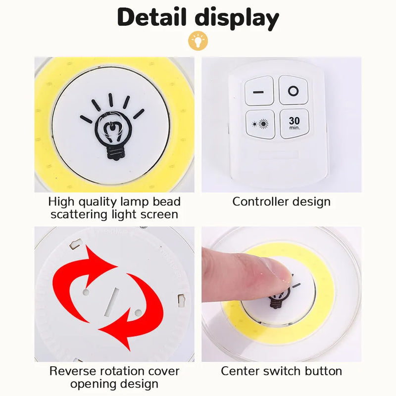 3W LED Wireless Remote Control Dimmable Wardrobe/Kitchen Nightlight.
