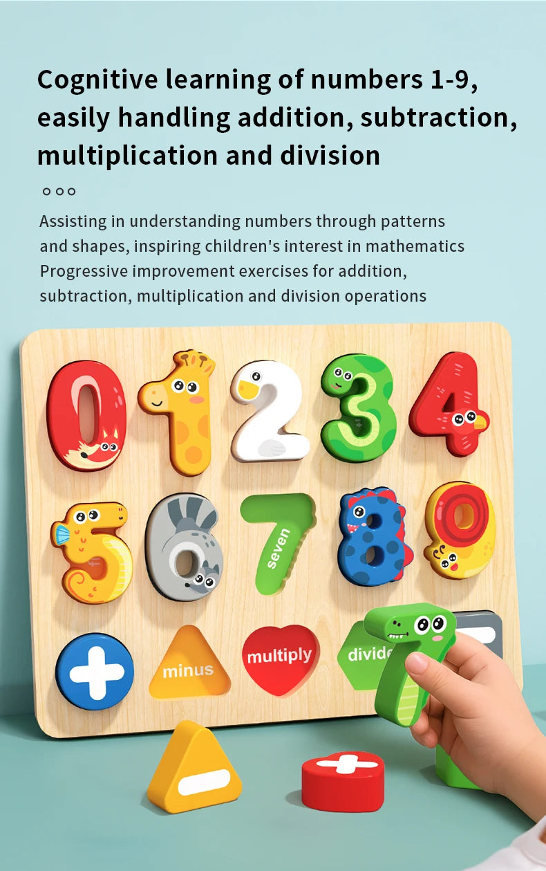 3D Colorful Montessori Wooden Alphabet Number/Puzzle