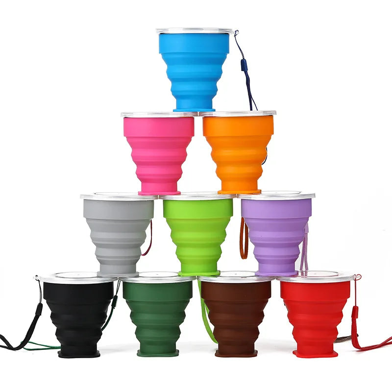 Silicone Heat Resistant Folding Water Cup With Lids