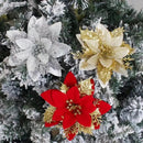 Christmas Artificial Silk Flowers with Clips for Xmas Tree Hanging Ornaments.