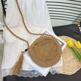 Women's Crossbody Straw Bag With Tassel