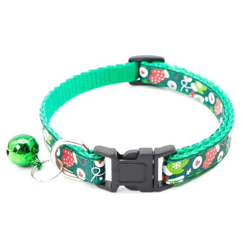 1pc Adjustable Nylon Christmas Pet Collar With Bell