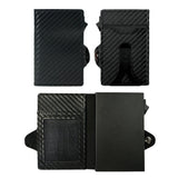 CASEKEY RFIF Leather Carbon Fiber Pop Up Credit Card Holder