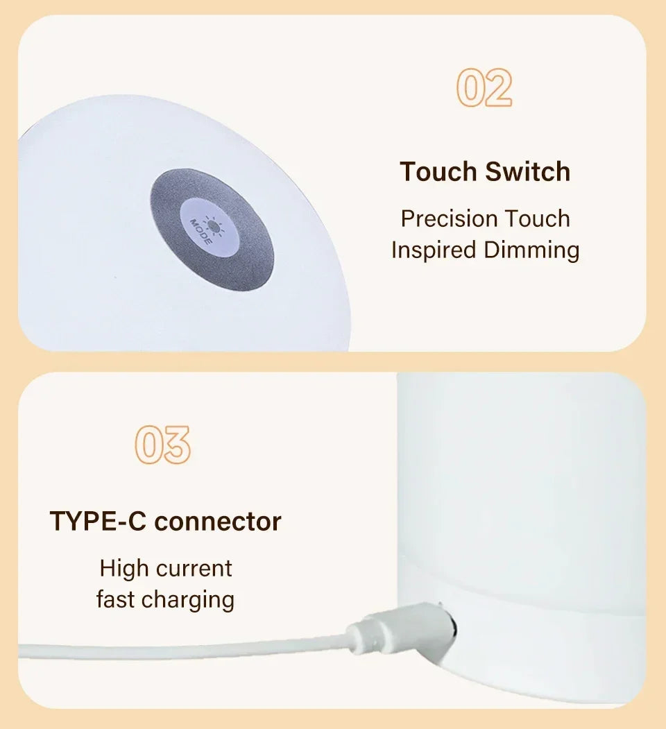 Rechargeable Led Dimmable Multicolor Night Light with Remote Control Or Touch Switch