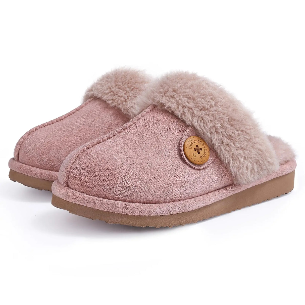Evshine Women's Fur Plush Warm Slippers With Rubber Soles