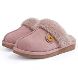 Evshine Women's Fur Plush Warm Slippers With Rubber Soles