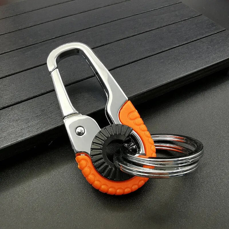 Stainless Steel, Double Ring Carabiner Keychain Buckle Clip.
