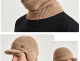 Men Or Women's Knitted Neck Scarf And Hat With Extra Ear Protection