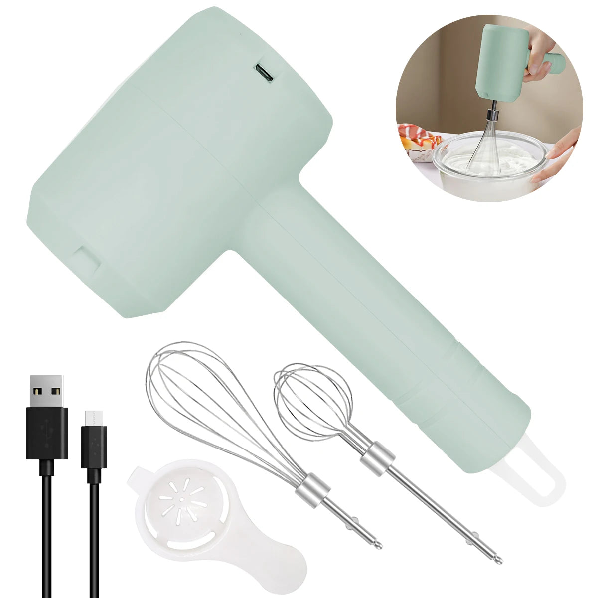 1Pcs Electric Portable 3-speed Whisk