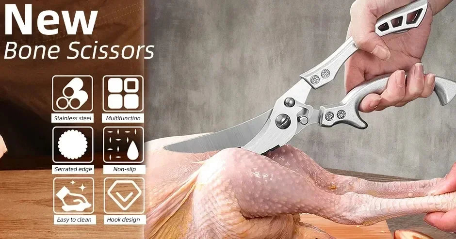 Stainless Steel Kitchen Scissors For Chicken Duck Fish Cutting