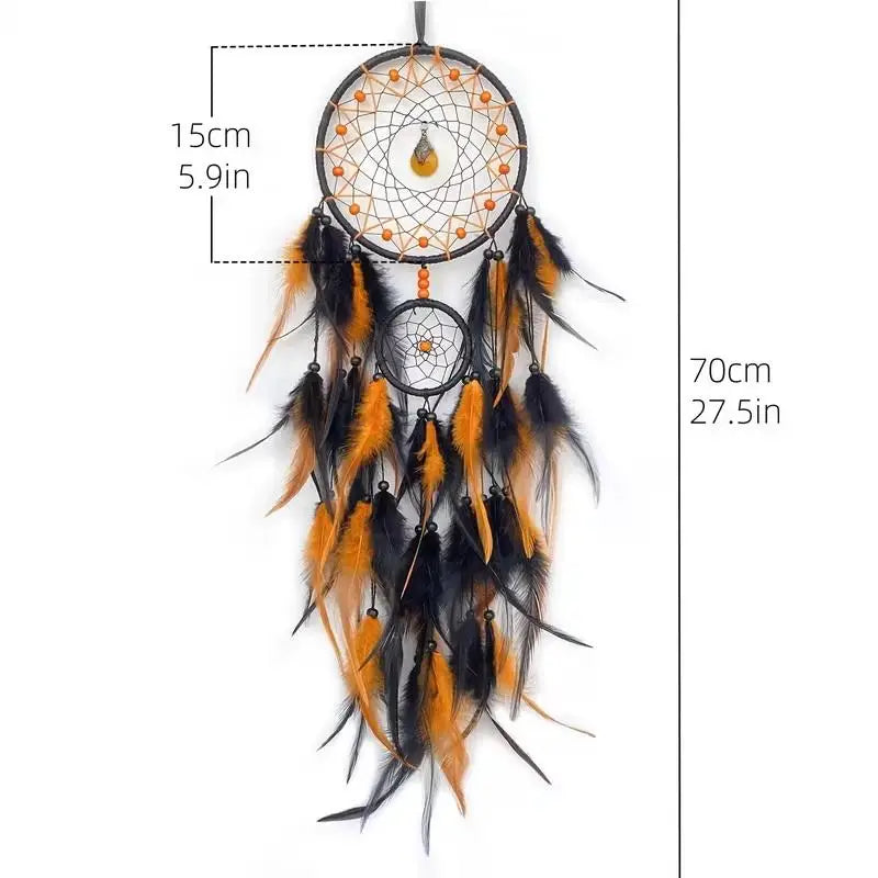 Hand-woven Dreamcatcher With Artificial Feathers And Crystals