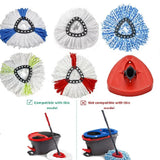 1 SET Triangular Spin Mop Base Head with Replacement Microfiber Pad