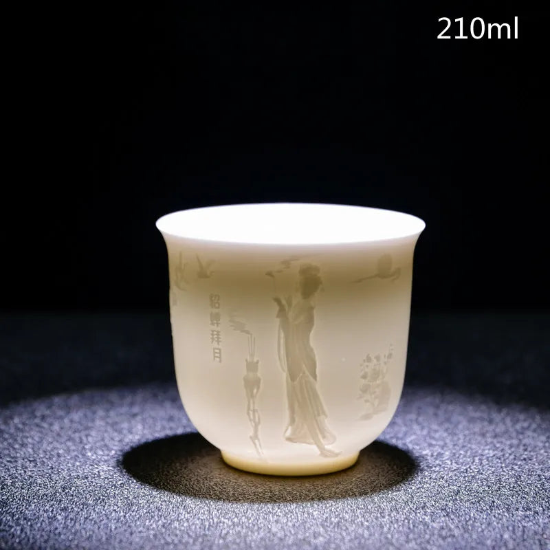 Chinese Three-dimensional White Porcelain Tea Cup