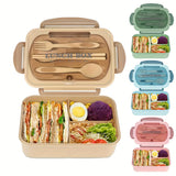 1pc Insulated Microwavable Sealed Lunch Box With Compartments