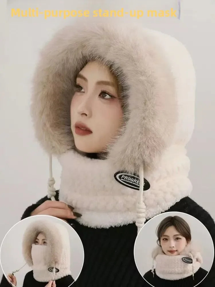 Winter Plush Warm Thick Hood with Scarf