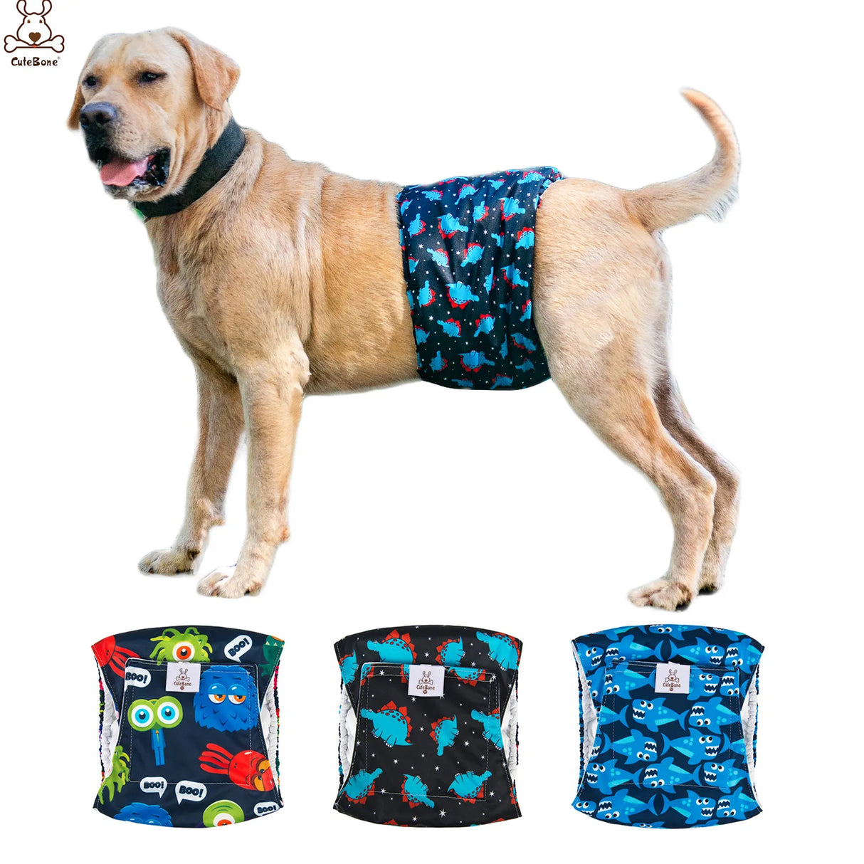 (3pcs per pack) Washable Male Dog Diaper With Belly Band
