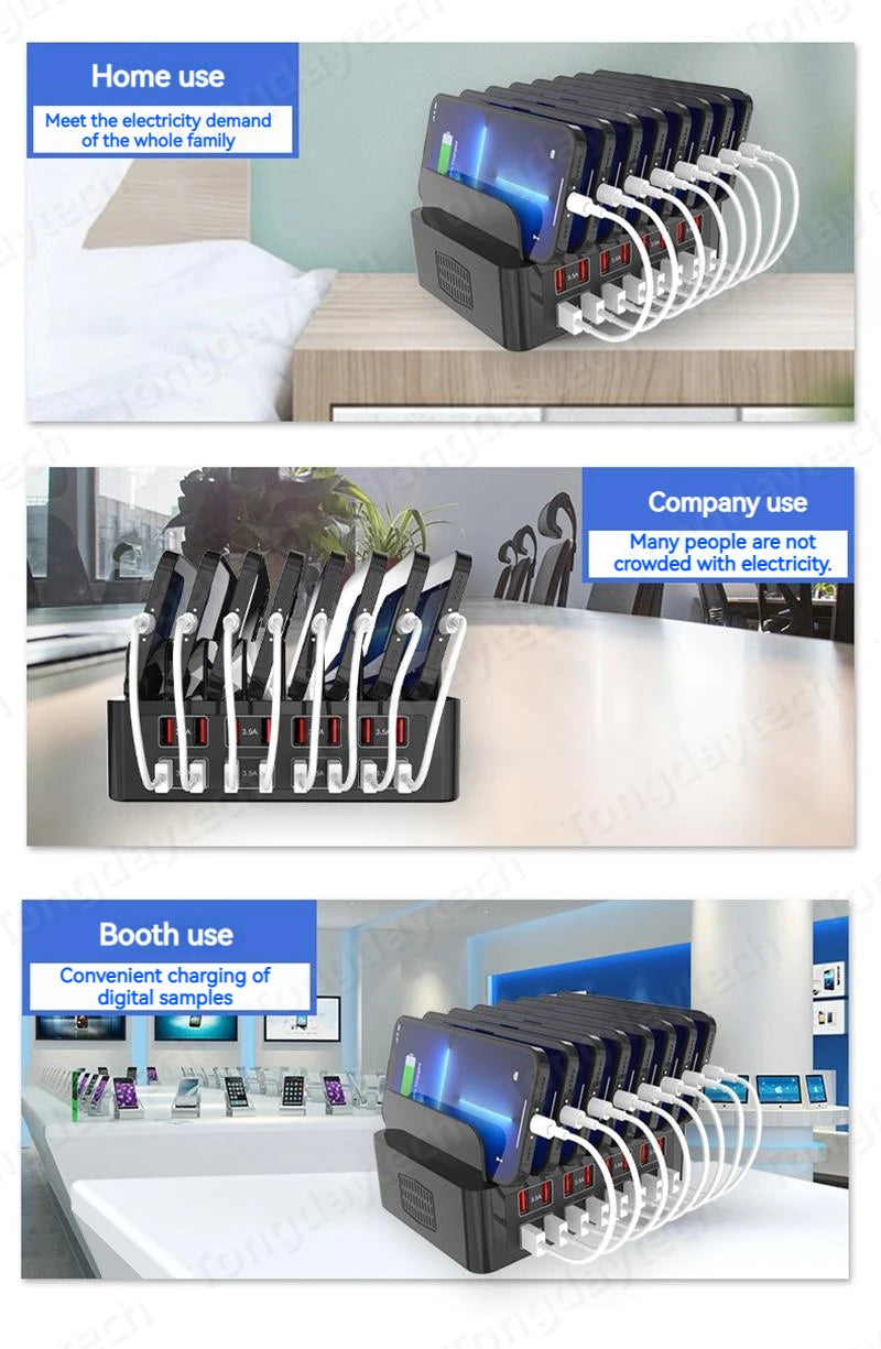 150W Universal Multi 16 Port USB 3.5A Fast Charging Station For Iphone Ipad Samsung Xiaomi Tablet