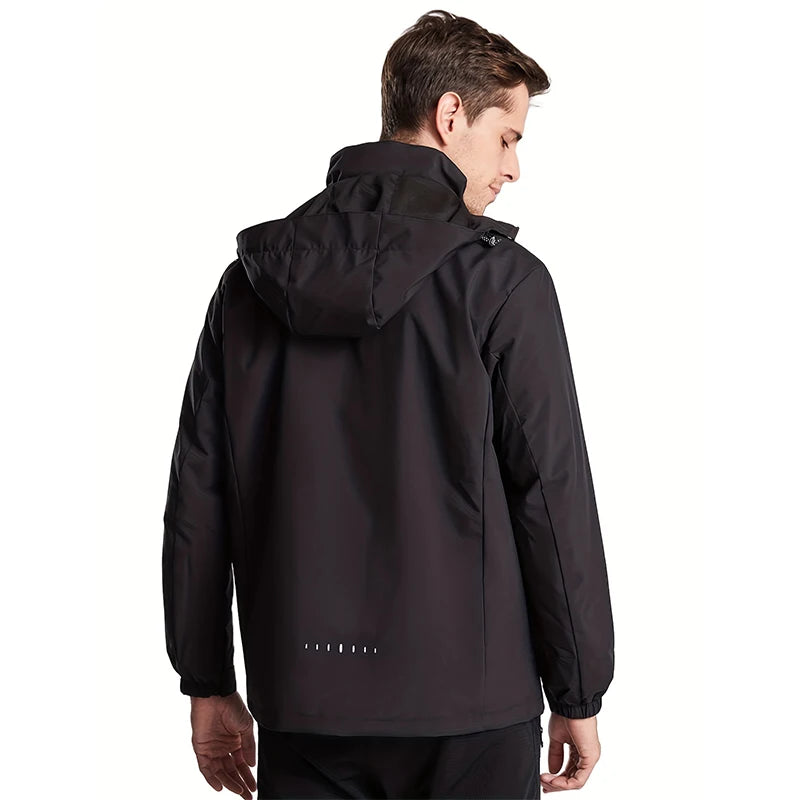 Men's Spring/Autumn Waterproof Jacket With Detachable Hood Sizes M-5XL