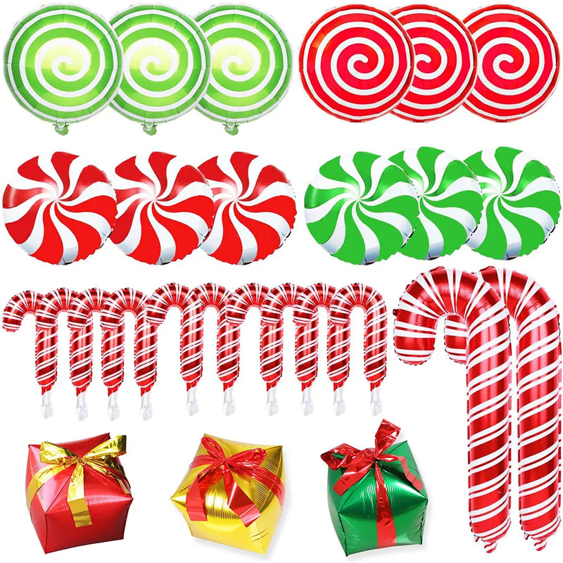 Variety Of Christmas Decorative Foil Balloons.