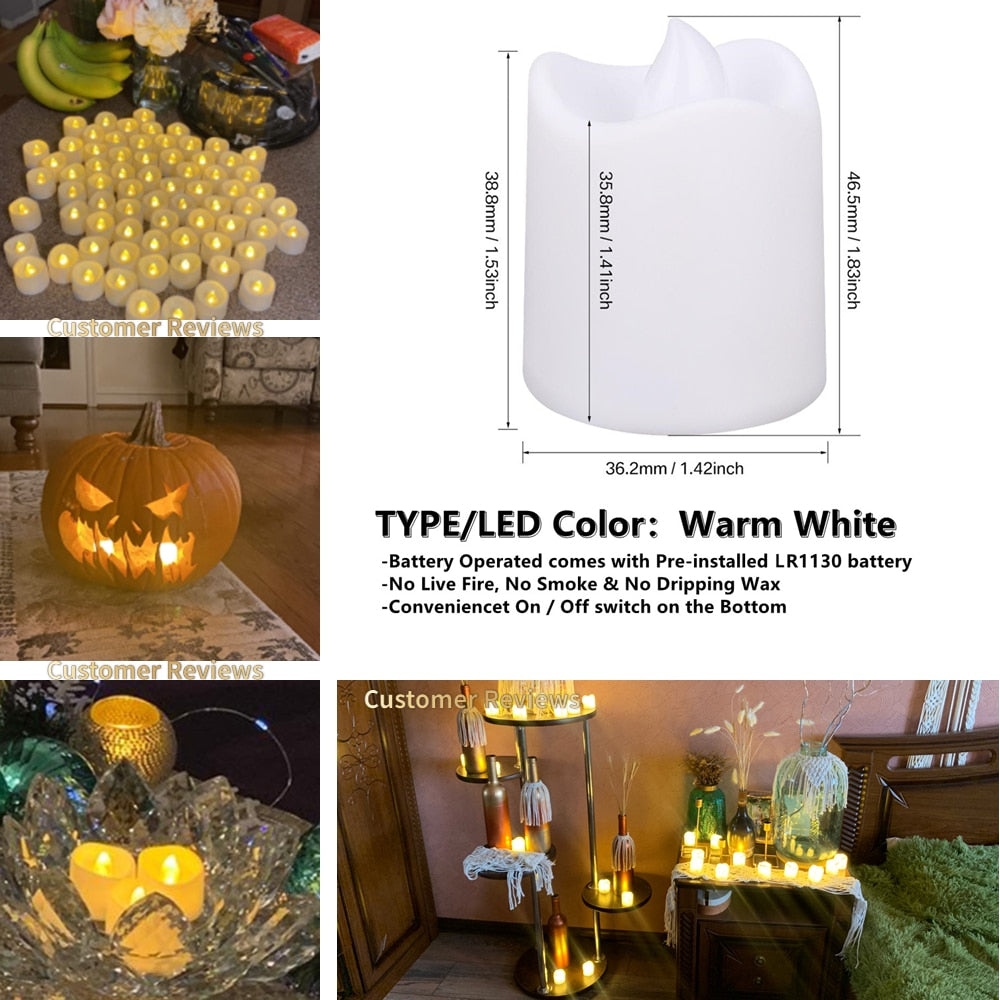 6/24Pcs Flameless LED Battery Powered Candles.