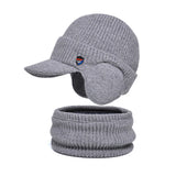 Men Or Women's Knitted Neck Scarf And Hat With Extra Ear Protection