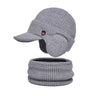 Men Or Women's Knitted Neck Scarf And Hat With Extra Ear Protection