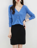 Women's Long Sleeve, V Neck, 100% Soft Merino Wool Cardigans.