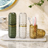 Light Luxury Diamond Pattern Travel Cup Toothpaste And Toothbrush Holder