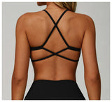 Women's Anti-Sweat Push Up Cross Shoulder Sports Bra