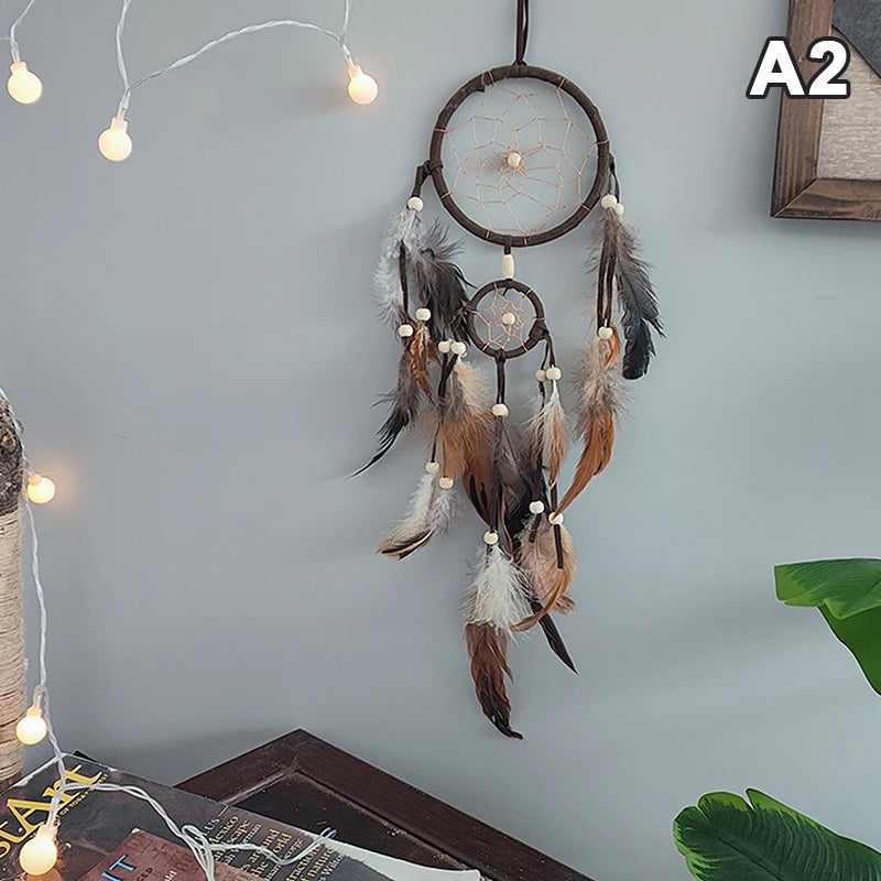 Hand-woven Dreamcatcher With Artificial Feathers And Crystals