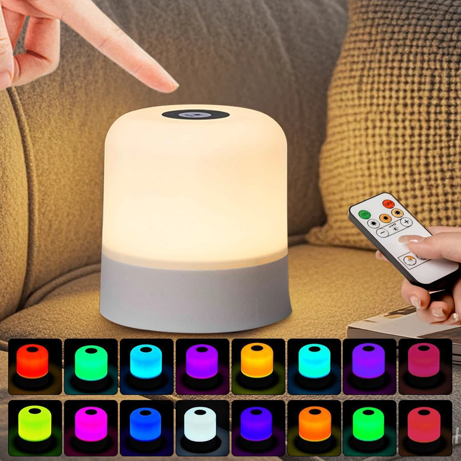 Rechargeable Led Dimmable Multicolor Night Light with Remote Control Or Touch Switch