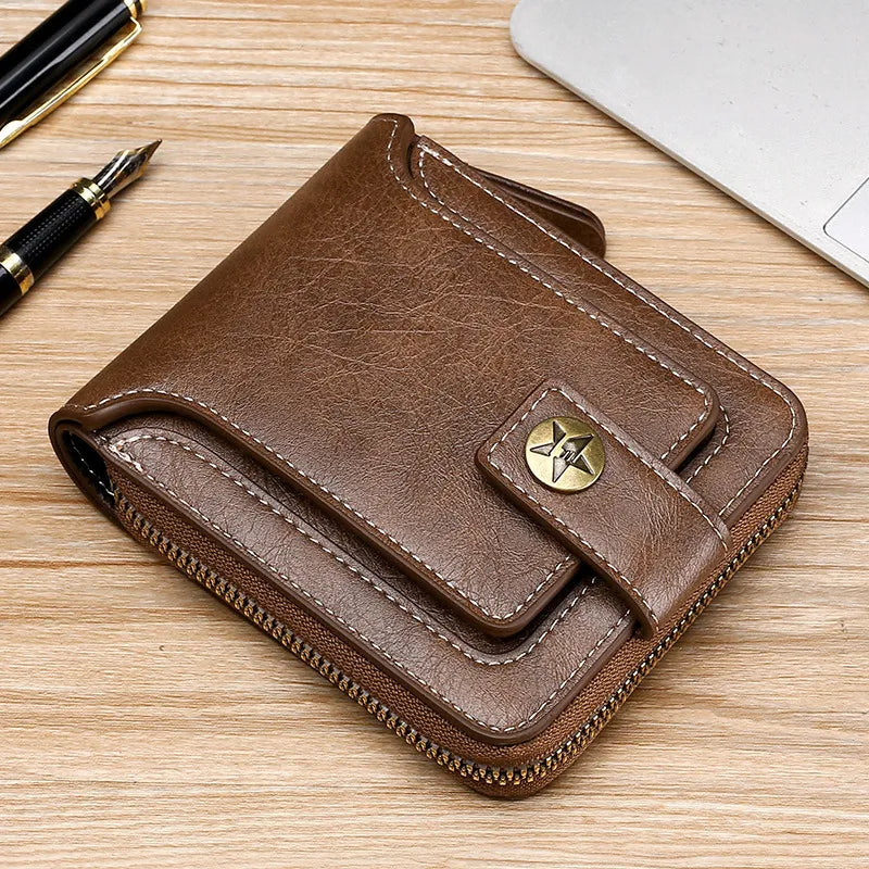 Men's Pu Leather Wallet With Zipper.