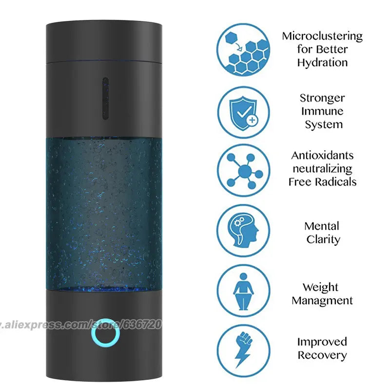 GERWELL Hydrogen Water German Engineered Up to 5000 PPB Hydrogen Water Bottle Generator IP67 waterproof design Performance  SPE+PEM Dual Chamber Technology