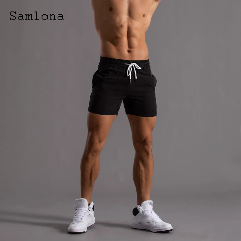 Men's Leisure Shorts With Lace Up And Pockets