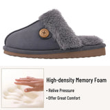 Evshine Women's Fur Plush Warm Slippers With Rubber Soles
