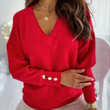 Women's Long Sleeve, V-neck Knitted Sweater.