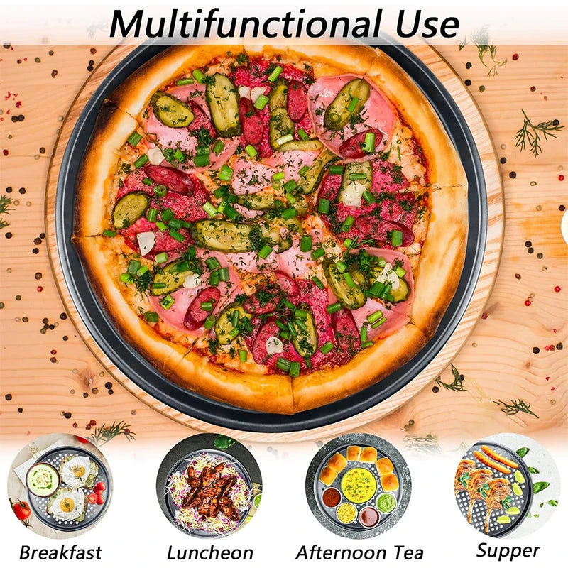 4 Size Nonstick Carbon Steel Pizza Pan with Holes
