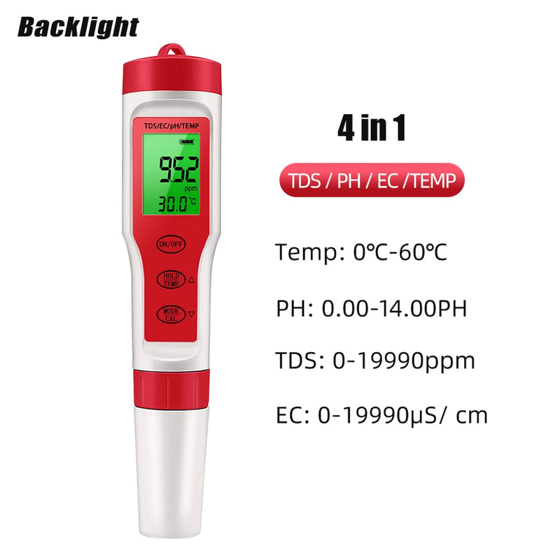 Digital PH Meter 10 in 1 Water Quality Monitor Tester PH/EC/TDS/Salinity/Thermometer Multi-parameter Testing Meter