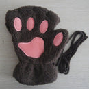 Winter Faux Fur Plush Warm Half Finger Mittens/Gloves.