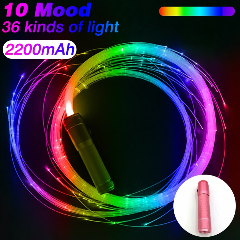 Led Multicolor Glowing Fiber Optic Disco Dance Light Whips with Multicolor Glowing light and 360° Swivel.